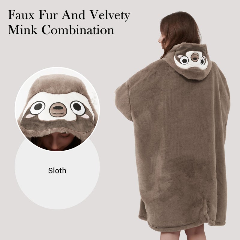 Viviland Viviland Blanket Hoodie Oversized Sweatshirt Super Soft Warm Comfortable Giant Pullover with Large Front Pocket Gifts for Women Men Teenagers Sloth  - Image 2
