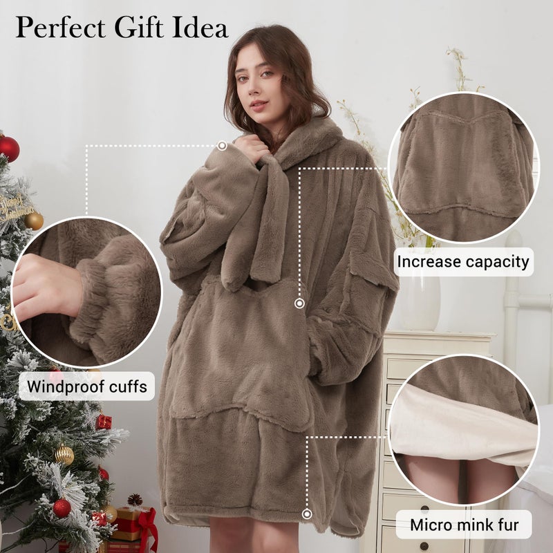 Viviland Viviland Blanket Hoodie Oversized Sweatshirt Super Soft Warm Comfortable Giant Pullover with Large Front Pocket Gifts for Women Men Teenagers Sloth  - Image 5