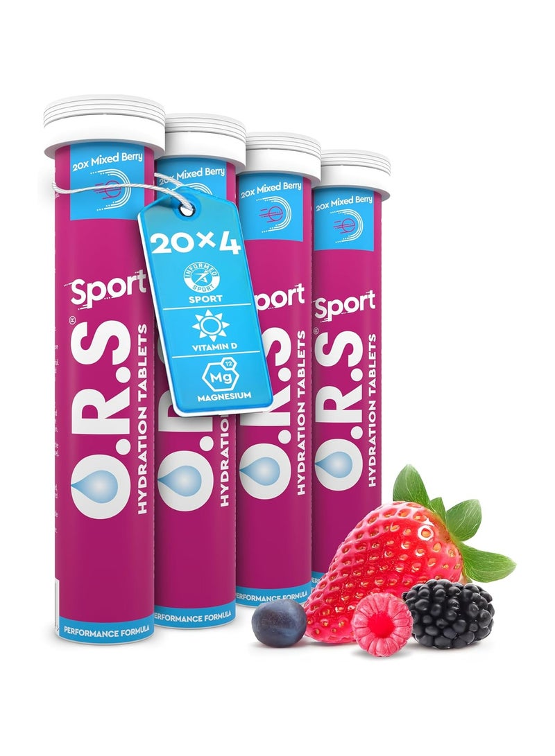ORS O.R.S Electrolyte Tablets for Sports Hydration | Premium Sports Electrolytes with Vitamin D + Magnesium | Vegan, Gluten-Free & Low-Calorie Hydration Tablets with Vitamins, Berry Flavour, 80 Servings