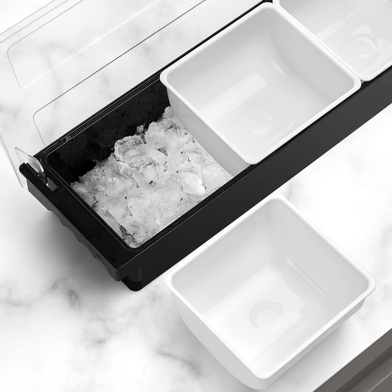 BEYLANG Ice Chilled Serving Tray Condiment Pots 3 Compartment Condiment Server Caddy (3 Compartments) - Image 4