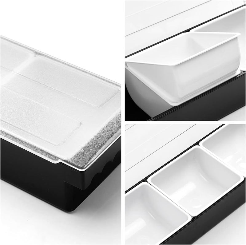 BEYLANG Ice Chilled Serving Tray Condiment Pots 3 Compartment Condiment Server Caddy (3 Compartments) - Image 3