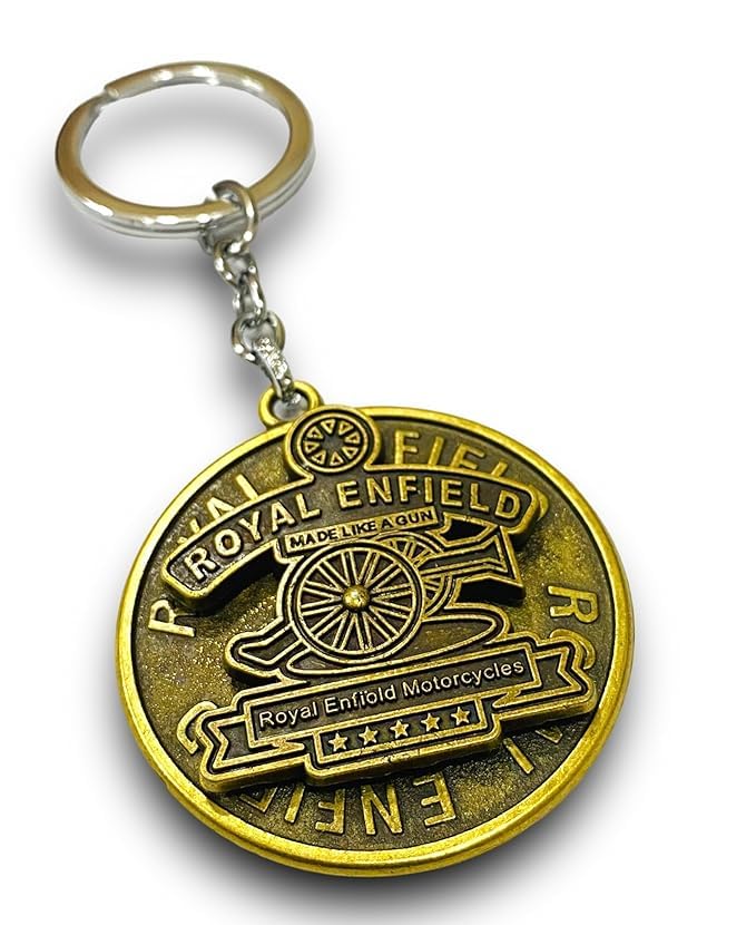 Maple Premium Leather & Metal Keychain Compatible with Royal Enfield/Bullet/Bike/Car Stylish KeyRing Hook Antique Made Like Gun for Men Women - Image 1