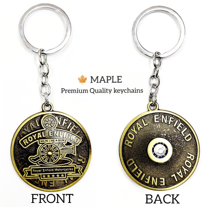 Maple Premium Leather & Metal Keychain Compatible with Royal Enfield/Bullet/Bike/Car Stylish KeyRing Hook Antique Made Like Gun for Men Women - Image 2