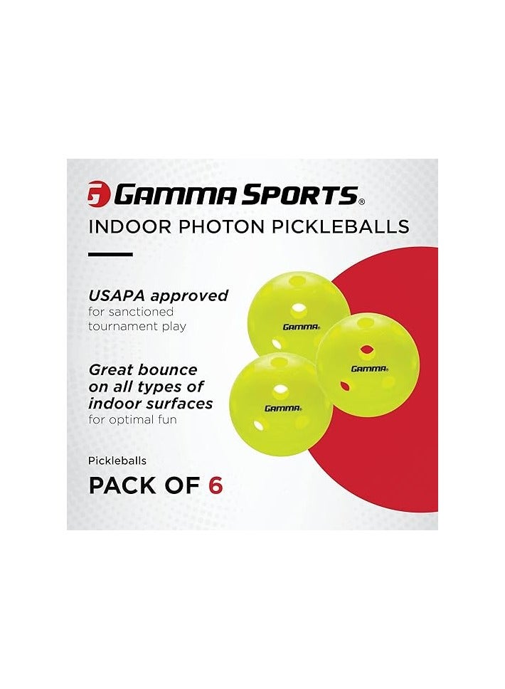 Gamma Sports Photon Indoor Pickleballs, High-Vis Optic Green USAPA Approved Pickleball Balls One Size  - Image 2