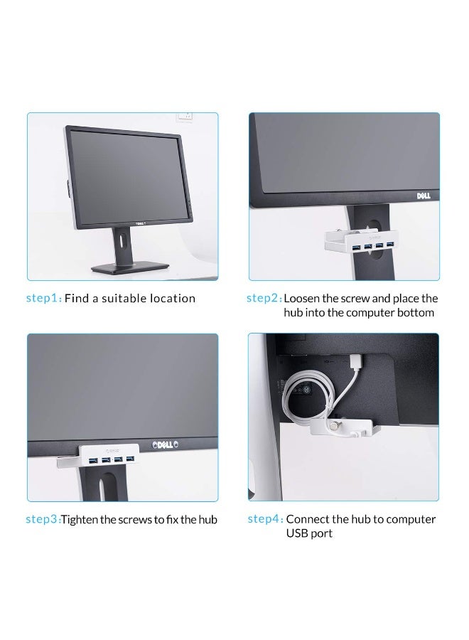 أوريكو أوريو USB 3.0 محور، USB موصل، الألومنيوم 4 منفذ USB مقسم مع منفذ تزويد طاقة إضافية و 4.92 FT USB A إلى USB A و USB A إلى USB C كابل، سطح المكتب المعزز USB محور للشاشات/المكتب -الفضة - Image 2