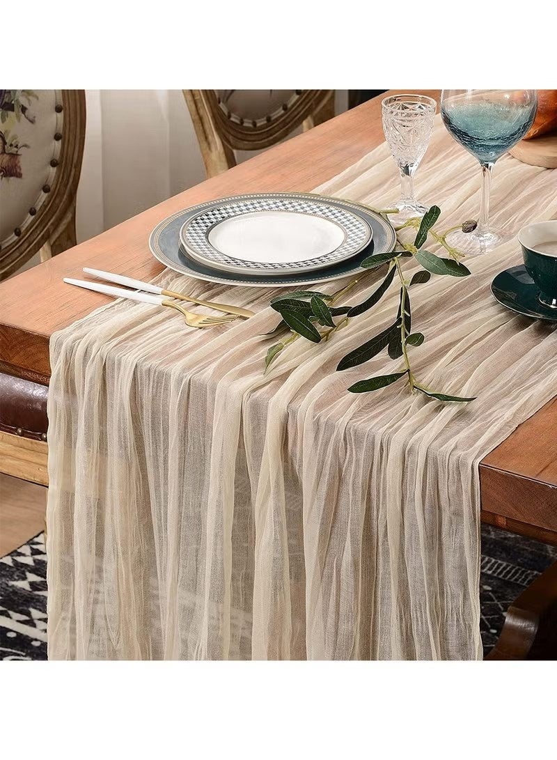A Bohemian style wrinkled long table mat fabric, used for wedding receptions, wedding showers, holiday party decorations - Image 1