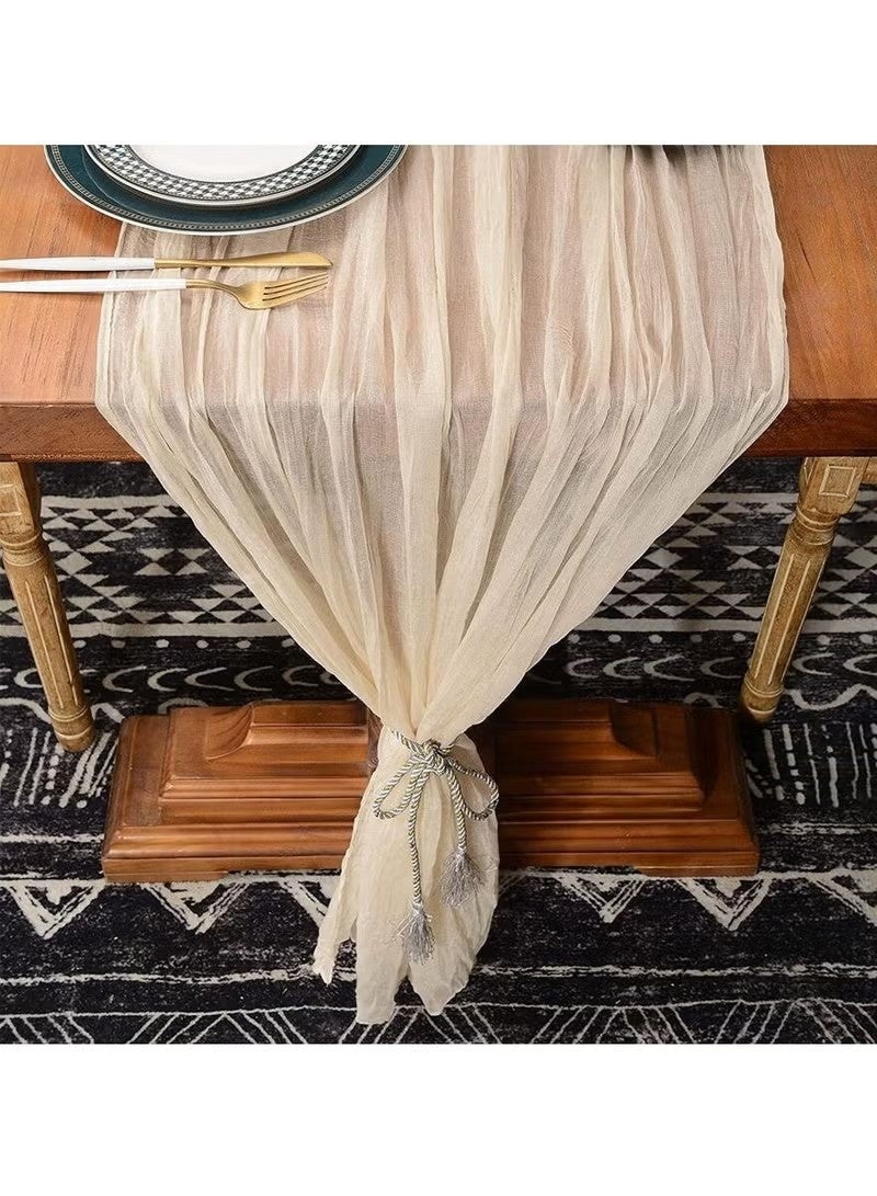 A Bohemian style wrinkled long table mat fabric, used for wedding receptions, wedding showers, holiday party decorations - Image 4