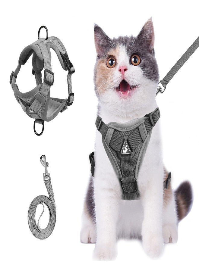 Wanheart Summer cat Chest Harness and Leash, Anti-Escape Adjustable Soft mesh cat Leash and Chest Harness Set for All Types of Cats cat Vests (Grey, 6.6-9.9lb) - Image 1