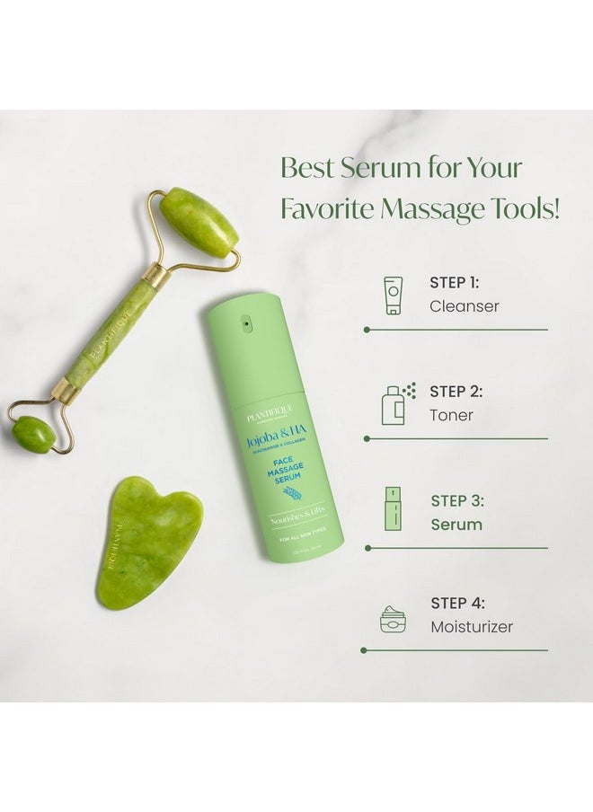Plantifique - Jojoba Oil & Hyaluronic Acid Face Serum For Gua Sha Massage With Vitamin C E Niacinamide For Glowing Skin Korean Skin Care Hydrating Antiaging Facial Serum For Women & Men - Image 1
