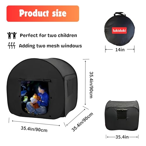 lukidoki Sensory Tent for Kids with CPC Certification Sensory Calm Corner Helps Autism ADHD SPD Children Relax Reduce Anxiety Portable Popup Blackout Hideout Play Tent Toys Add Windows - Image 5