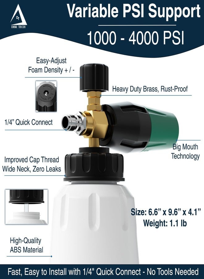 DBR Tech Snow Foam Cannon for Pressure Washer Cleaning, Quick Connect Bottle with ¼” Connector, Thick and Wide Coverage for Deep Clean Support, Cleans Cars, Vehicles, and Siding - Image 2