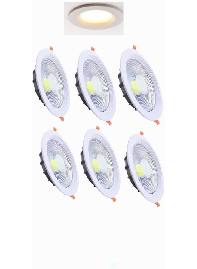 Lynacz Original ED COB Downlight,30W Recessed Ceiling Light Fixture, 220x50mm Body, 200mm Cut Size, Warm White, Energy Efficient High Brightness for Home and Commercial Use (Warm White (pack 6)) - Image 1