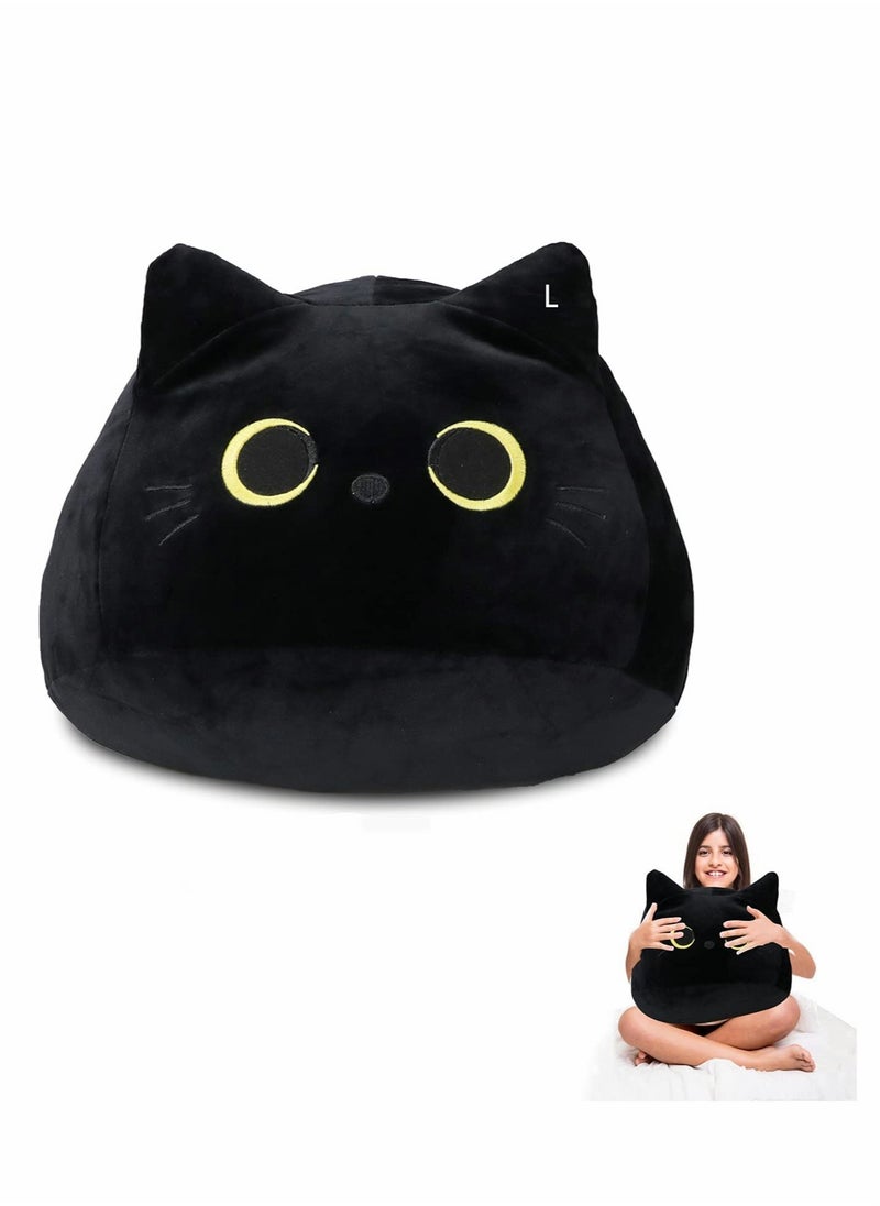 3D Black Cat Plush Toy Pillow, Soft Stuffed Cushion for Kids and Girlfriends, Perfect Gift for Birthdays and , 15.7 Inches  - Image 1