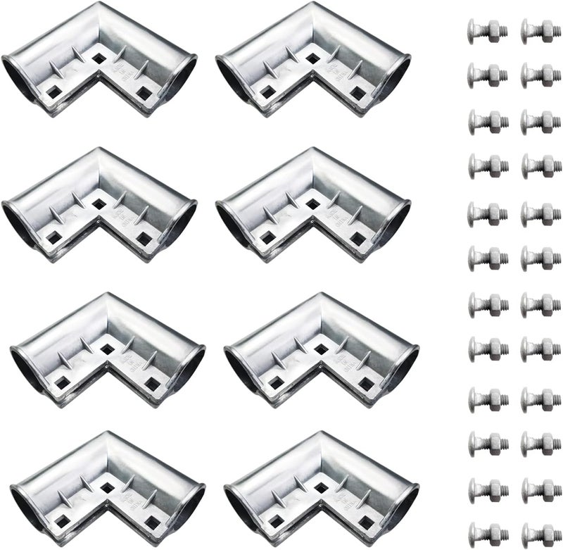 Quantfire Aluminum Chain Link Fence Gate Corner, Gate Elbow for 1-3/8" x 1-3/8" Outdoor Diameter Pipe, Pressed Gate Corner Include Bolts, 8 Packs - Image 1