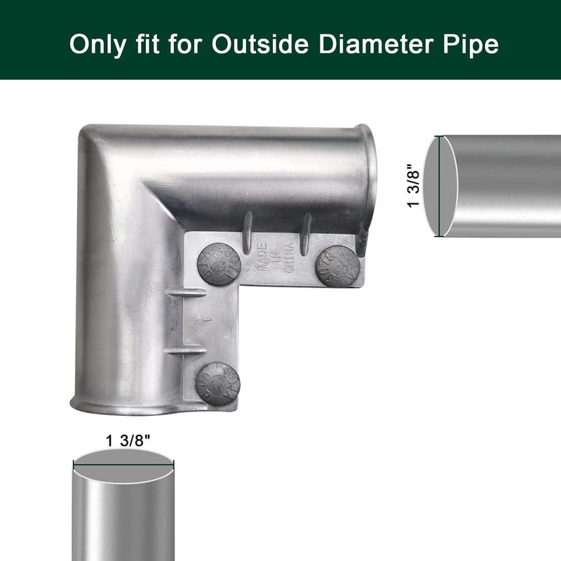 Quantfire Aluminum Chain Link Fence Gate Corner, Gate Elbow for 1-3/8" x 1-3/8" Outdoor Diameter Pipe, Pressed Gate Corner Include Bolts, 8 Packs - Image 2