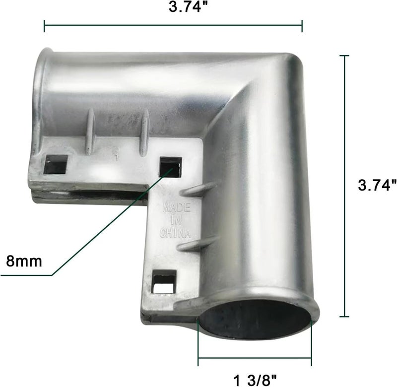 Quantfire Aluminum Chain Link Fence Gate Corner, Gate Elbow for 1-3/8" x 1-3/8" Outdoor Diameter Pipe, Pressed Gate Corner Include Bolts, 8 Packs - Image 3
