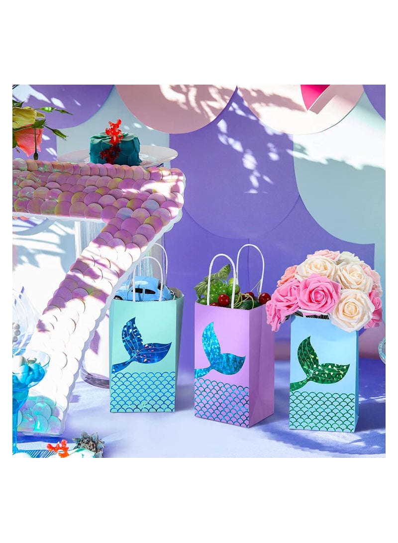 Zikra Gift Bags, Party Favor Bags with Handles, Mermaid Candy Bags for Birthday Party Mermaid Tail Birthday Goodie Present Bags, Gift Bags for Wedding, Birthday, Party Supplies and Gifts 24 Pieces - Image 5