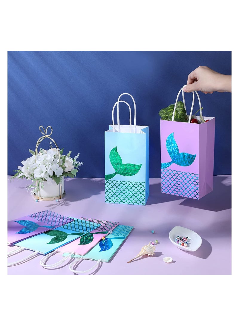 Zikra Gift Bags, Party Favor Bags with Handles, Mermaid Candy Bags for Birthday Party Mermaid Tail Birthday Goodie Present Bags, Gift Bags for Wedding, Birthday, Party Supplies and Gifts 24 Pieces - Image 4