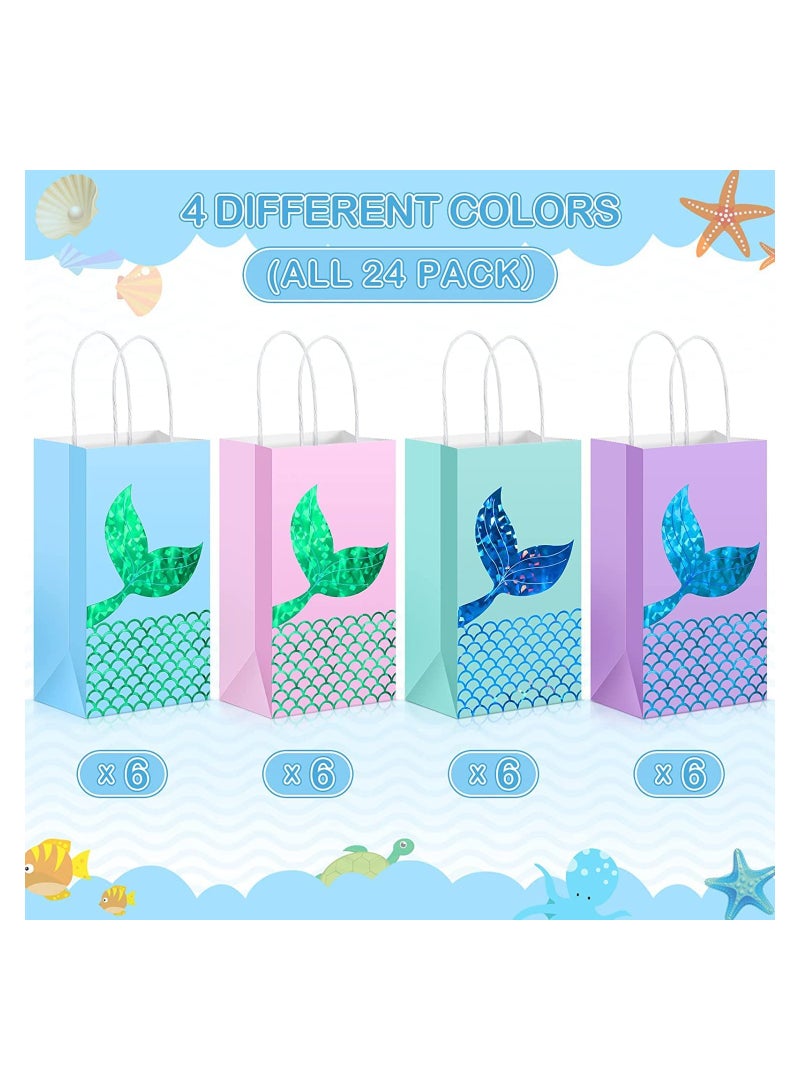 Zikra Gift Bags, Party Favor Bags with Handles, Mermaid Candy Bags for Birthday Party Mermaid Tail Birthday Goodie Present Bags, Gift Bags for Wedding, Birthday, Party Supplies and Gifts 24 Pieces - Image 2
