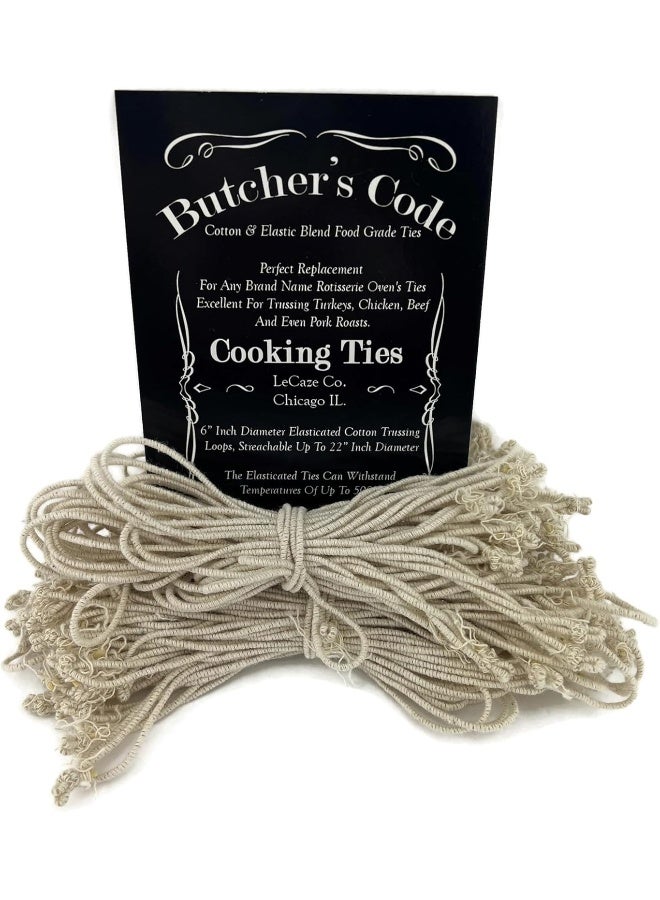 Butchers Code Rotisserie Elastic and Cotton Blend - Stretchy Twine - Food Grade - Heat Safe - Cooking Ties - Poultry Loops - 50 Pack  - Image 3