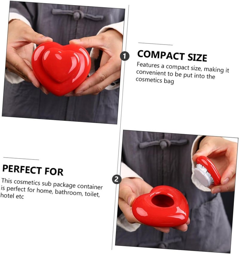 Cabilock 4pcs Heart-shaped Ceramic Powder Jars Sealing Storage Canisters for Wedding Decor Refillable Tea and Salve Containers in Red and Pink - Image 3