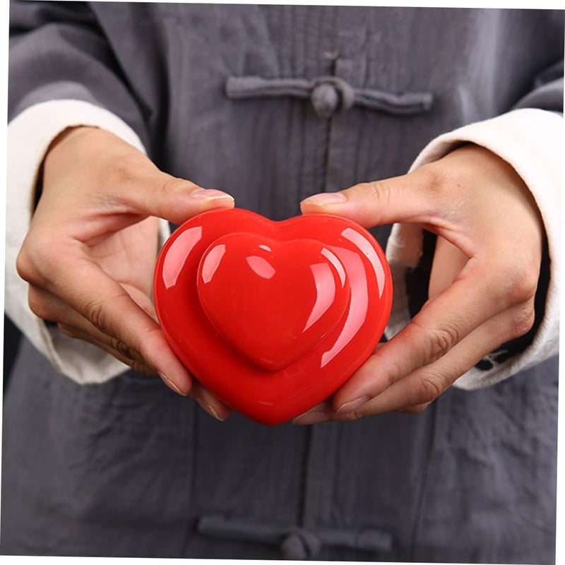 Cabilock 4pcs Heart-shaped Ceramic Powder Jars Sealing Storage Canisters for Wedding Decor Refillable Tea and Salve Containers in Red and Pink - Image 5