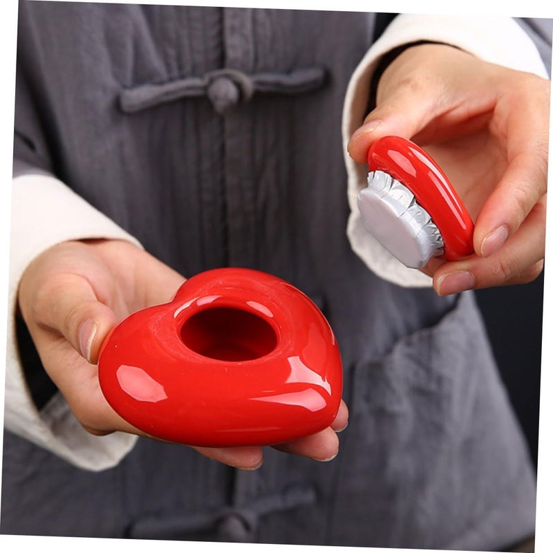 Cabilock 4pcs Heart-shaped Ceramic Powder Jars Sealing Storage Canisters for Wedding Decor Refillable Tea and Salve Containers in Red and Pink - Image 4