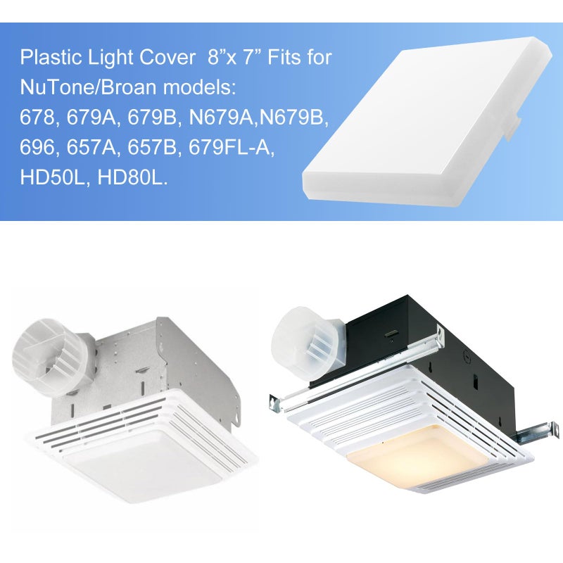 seork Upgrade AP5609551 Plastic Light Cover 8â€™â€™ x 7â€™â€™ Fits for NuTone/Broan 678, 679A, 679B, N679A, N679B, 696 Bathroom Vent Fan Light (1 Pcs) - Image 3