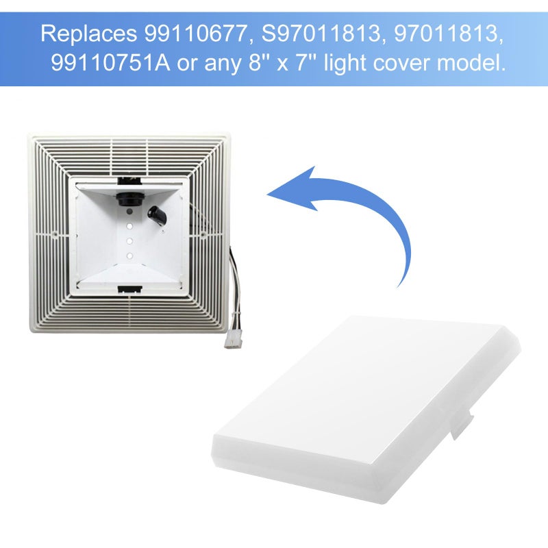 seork Upgrade AP5609551 Plastic Light Cover 8â€™â€™ x 7â€™â€™ Fits for NuTone/Broan 678, 679A, 679B, N679A, N679B, 696 Bathroom Vent Fan Light (1 Pcs) - Image 5
