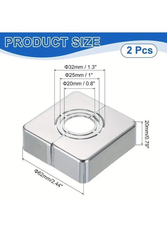 2pcs Silvery ABS Wall Split Pipe Flanges 0 79 Inch Thick Square Cuttable Escutcheon Plate - Image 4