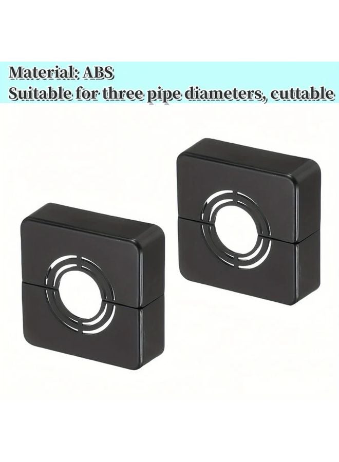 2pcs Silvery ABS Wall Split Pipe Flanges 0 79 Inch Thick Square Cuttable Escutcheon Plate - Image 3