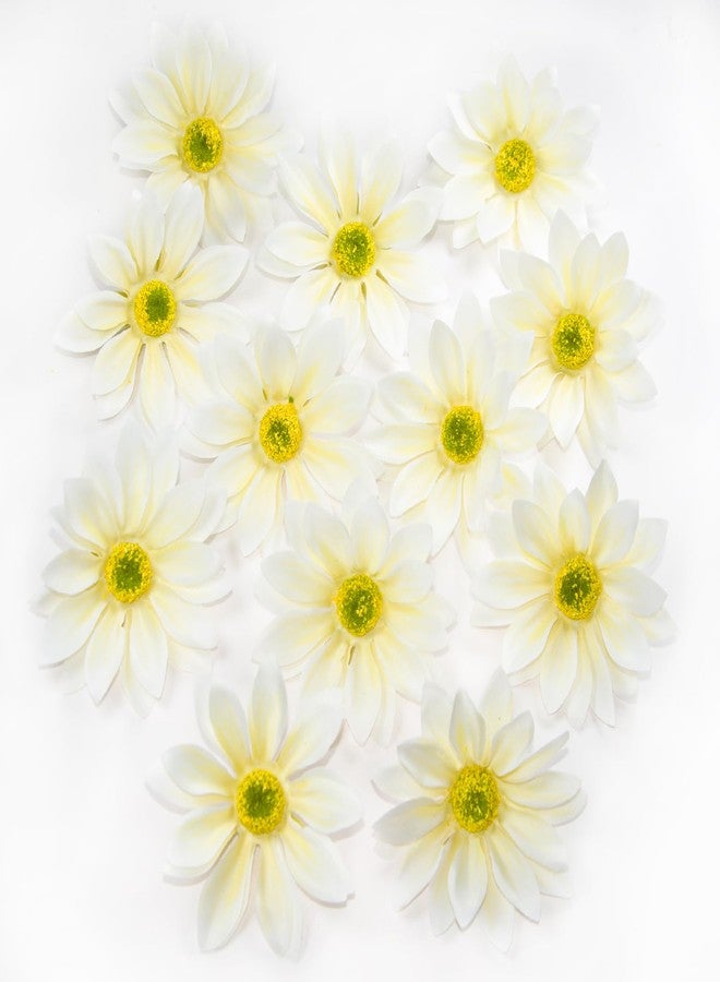 TACOLO Silk Daisy Flower Heads, White Daisy Artificial Flower Head Bulk, 12 Pcs 3.5 Inch Fake Flowers Heads Gerbera Flowers Head for Craft, Easter Wedding, DIY Wreath, Party Decorations - Image 1