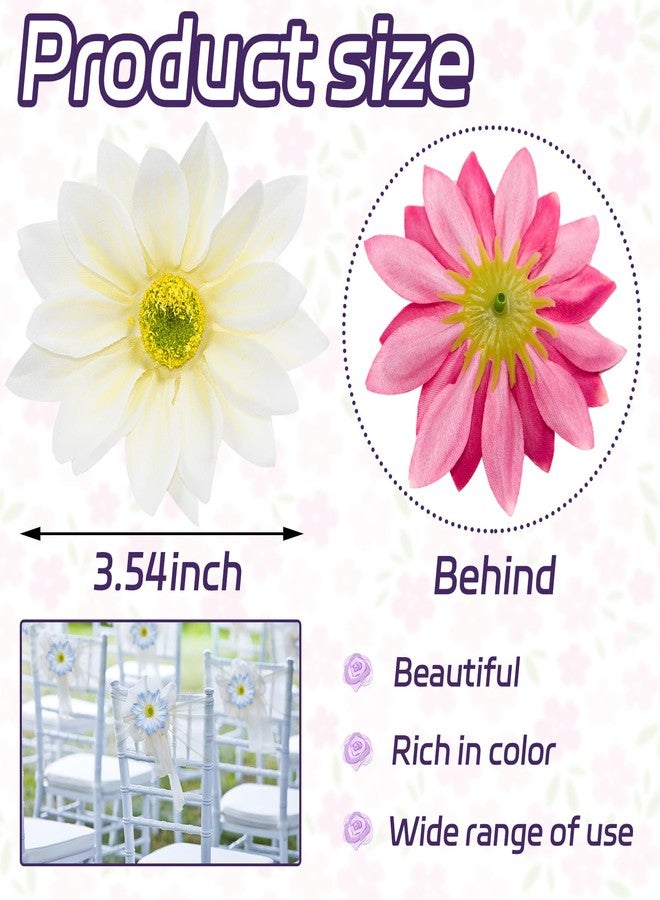 TACOLO Silk Daisy Flower Heads, White Daisy Artificial Flower Head Bulk, 12 Pcs 3.5 Inch Fake Flowers Heads Gerbera Flowers Head for Craft, Easter Wedding, DIY Wreath, Party Decorations - Image 2