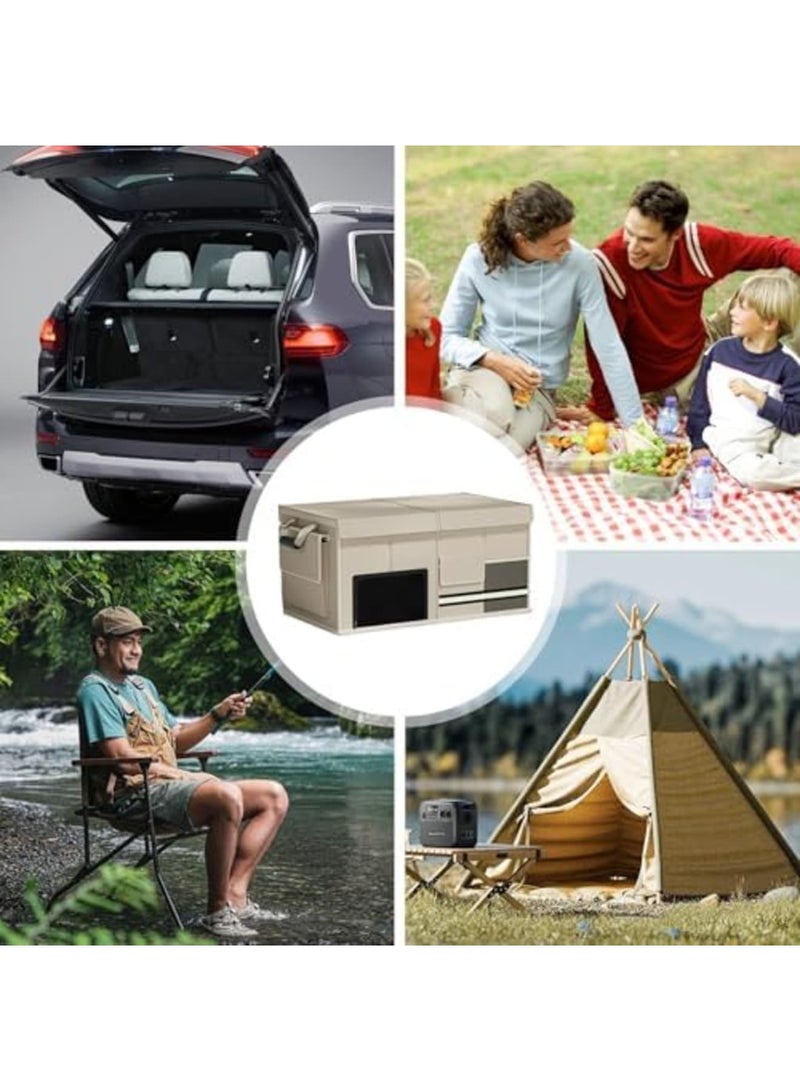 SYOSI Foldable Car Trunk Storage Box – 60L Large Capacity, Wear-Resistant Oxford Cloth, Space-Saving Organizer for Travel, Camping, Picnic, and Commute | Sturdy & Multi-functional (Beige) - Image 4