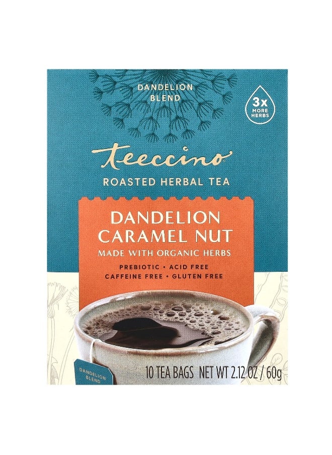 teeccino - Teeccino, Roasted Herbal Tea, Dandelion Caramel Nut, Caffeine Free, 10 Tea Bags, 2.12 oz (60 g) - Image 1
