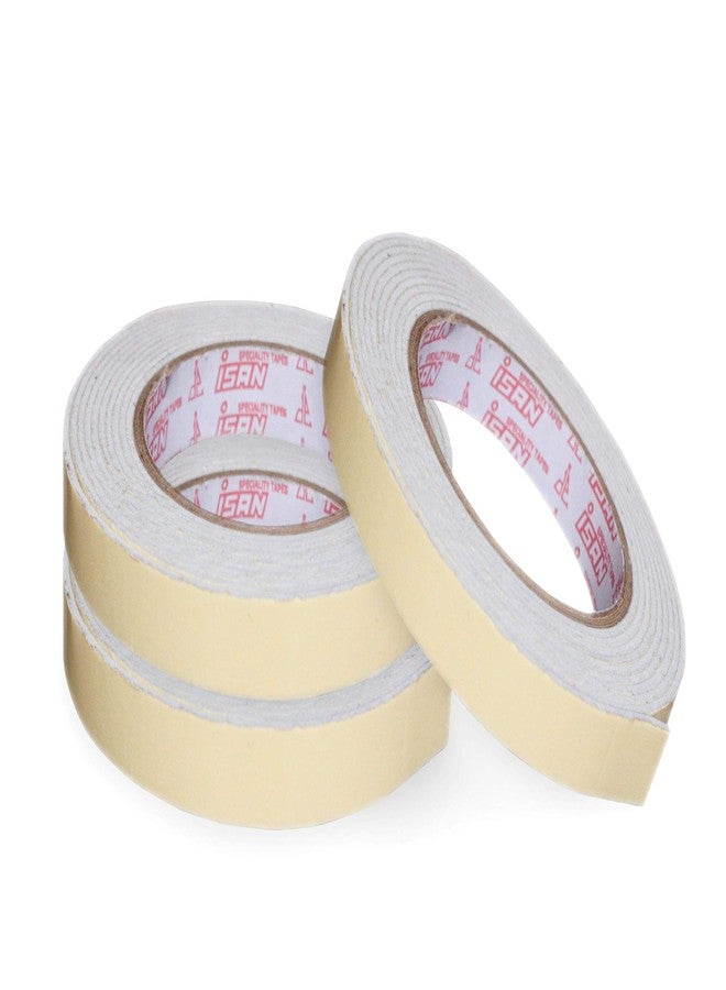 ISAN® Double Sided White Foam Tape, Mounting Tape Heavy Duty, Strong Adhesive, Weatherproof for DIY Craft, Cushioning, Padding, Home Office Décor 12mm (Approx 1/2") Width X 5 Meter Length (3 Pcs.) - Image 1