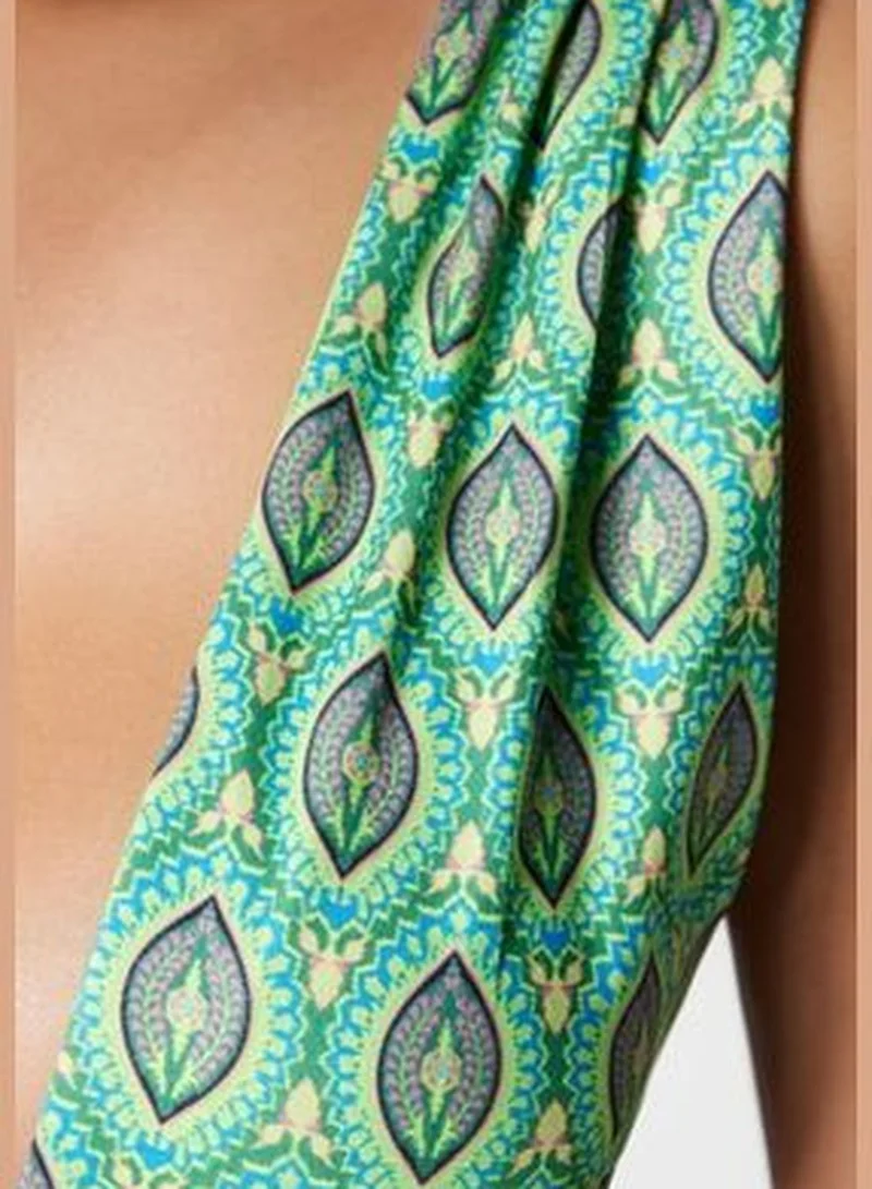 trendyol Ethnic Pattern Triangle Tie Triangle Bikini Top TBESS23BU00170