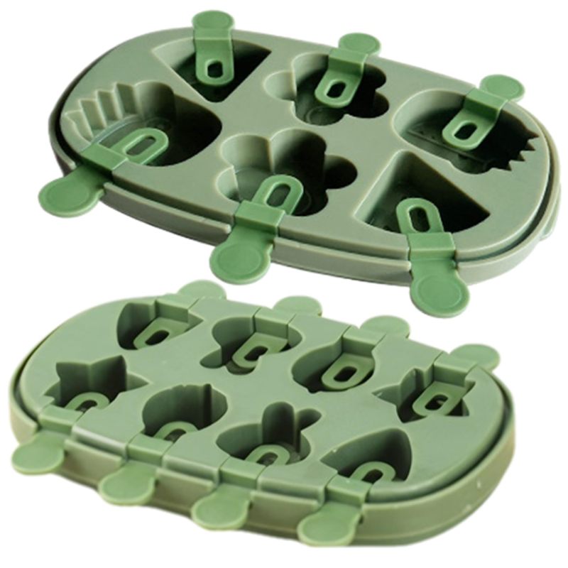 Silicone Popsicle Mold Set 8-Cavity Flower Animal Shapes Green - BPA-Free Easy Release Reusable Frozen Treat Maker for Kids Family - Image 5