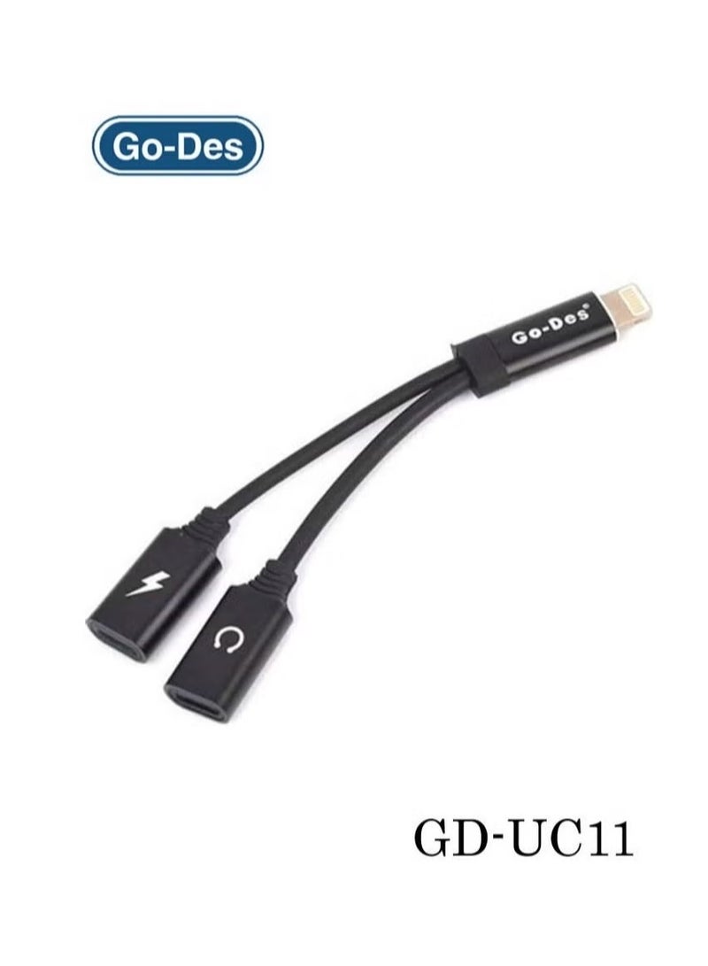 جو-ديز محول Lightning 2 في 1 - شحن سريع ونقل بيانات عالي السرعة لأجهزة iPhone و iPad والمزيد - Image 1