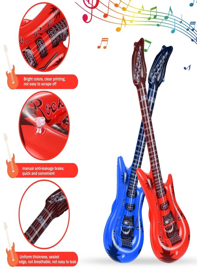 Chitidr 37 Pcs Inflatable Rock Star Instrument Set, 12 Blow up Guitar 36 Inch 12 Inflatable Microphone 12 Bass with a Pump for 80s Themed Party Carnival Birthday Party Decorations - Image 2