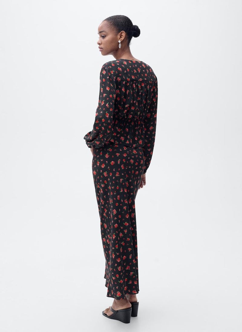 MANGO Long Floral Flared Skirt  - Image 2