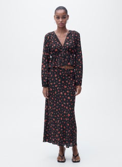 MANGO Long Floral Flared Skirt  - Image 3