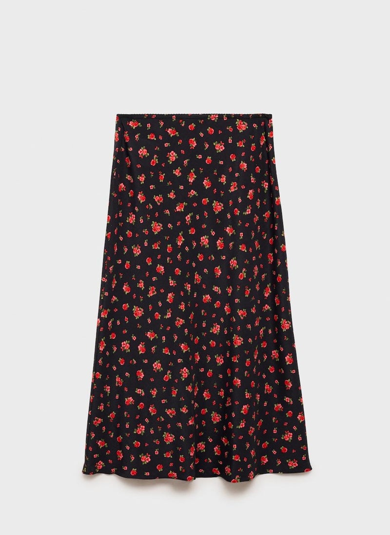 MANGO Long Floral Flared Skirt  - Image 4