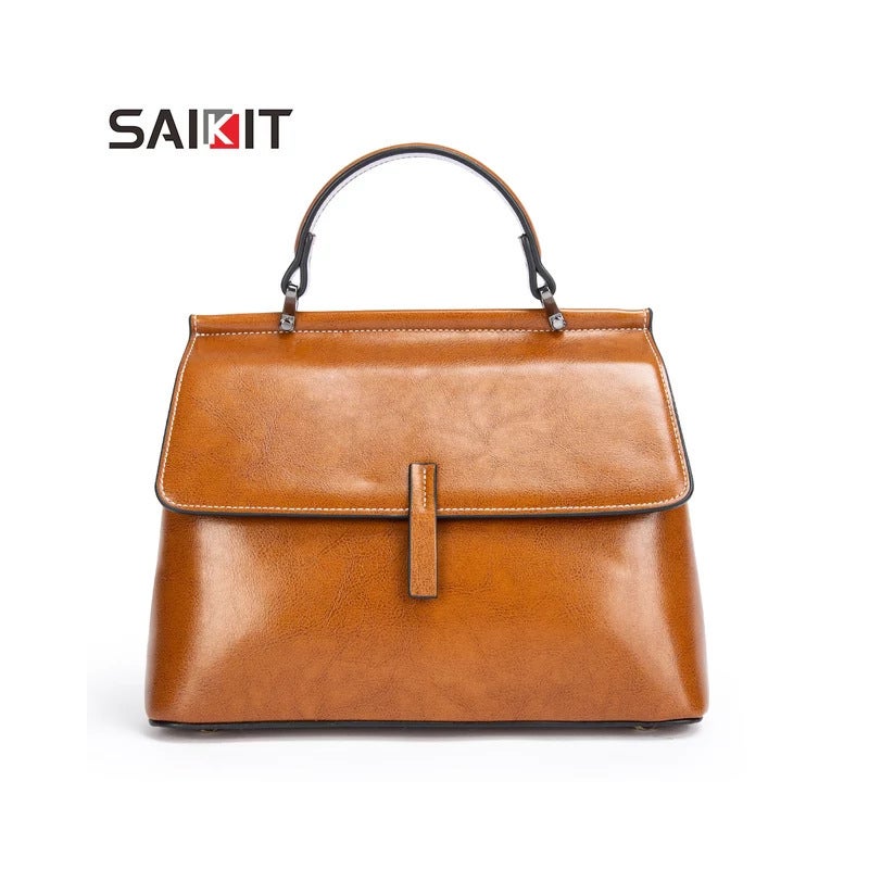 Women'S Bag New Genuine Leather Fashionable Handheld Cowhide Large Capacity Shoulder Crossbody Bag High-End Sense Bag Women'S Small Square Bag - Image 3