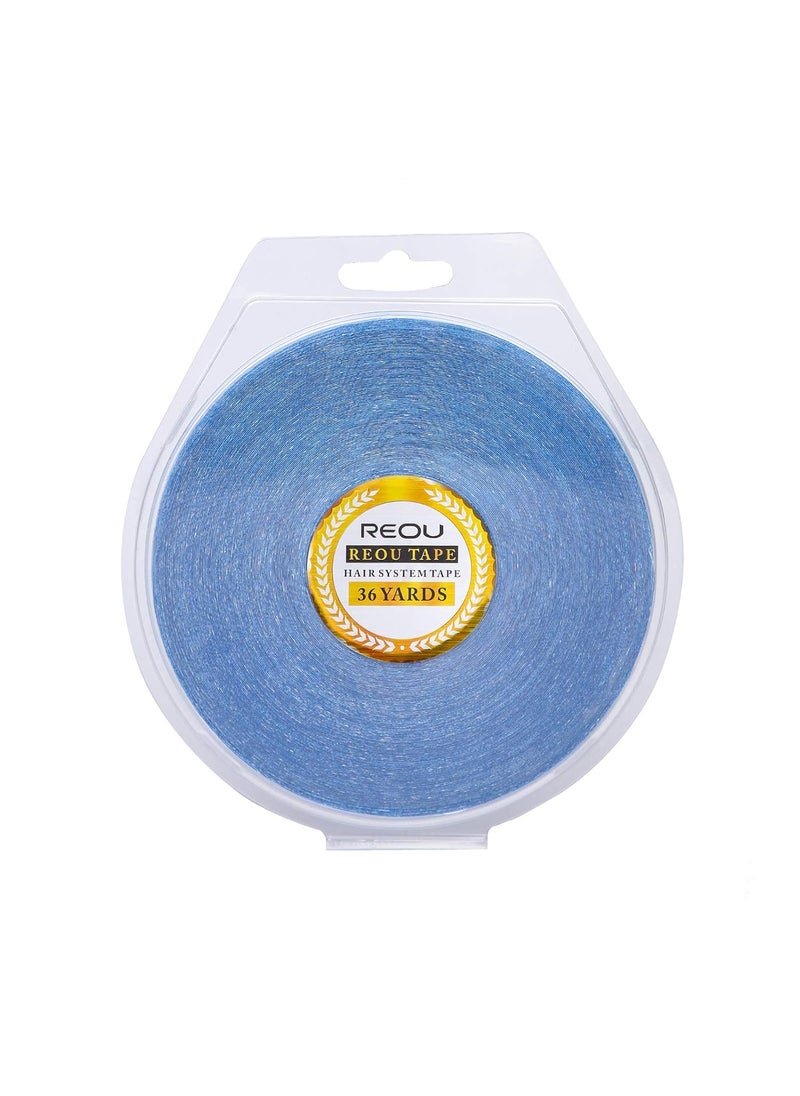 REOU Hair System Tape Roll for Hair Extension DoubleSided Replacement Tape Waterproof Strong Hold 36 Yards Blue 