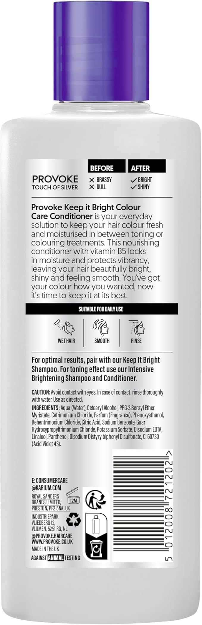 PROVOKE Touch Of Silver Colour Care Conditioner Purple 400ml - Image 3