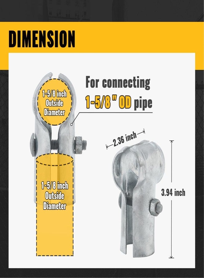 VIVIDA End Rail Clamps 1-5/8" x 1-5/8", Chain Link Fence Fittings, Panel T Clamps for 1-5/8" OD Pipe, Galvanized Pipe T Connectors, Chain Link Fence Parts, 2 PCS - Image 3
