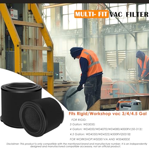 LVJUSEN VF3700 / WS14045F Filter Replacement for Ridged/Workshop Shop Vacuum Wet Application Foam Filters 3/4/4.5 Gallon Rigid Wet Dry Portable Vacuums, Wet Pick Up Filter-2 Pack - Image 3