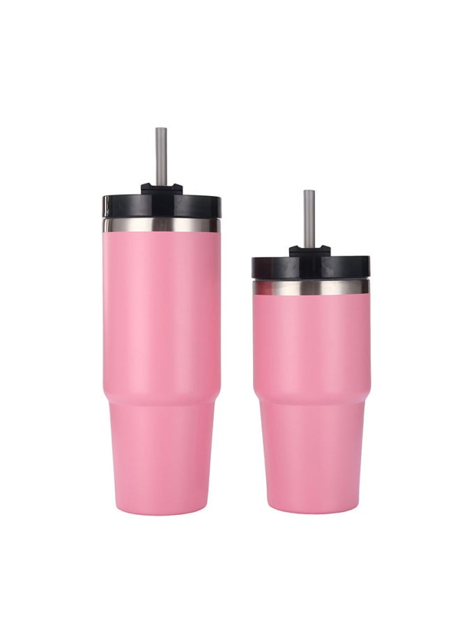 20oz/30oz Large Capacity Straw Car Cup 304 Stainless Steel Thermos Cup Portable Car Ice Cup