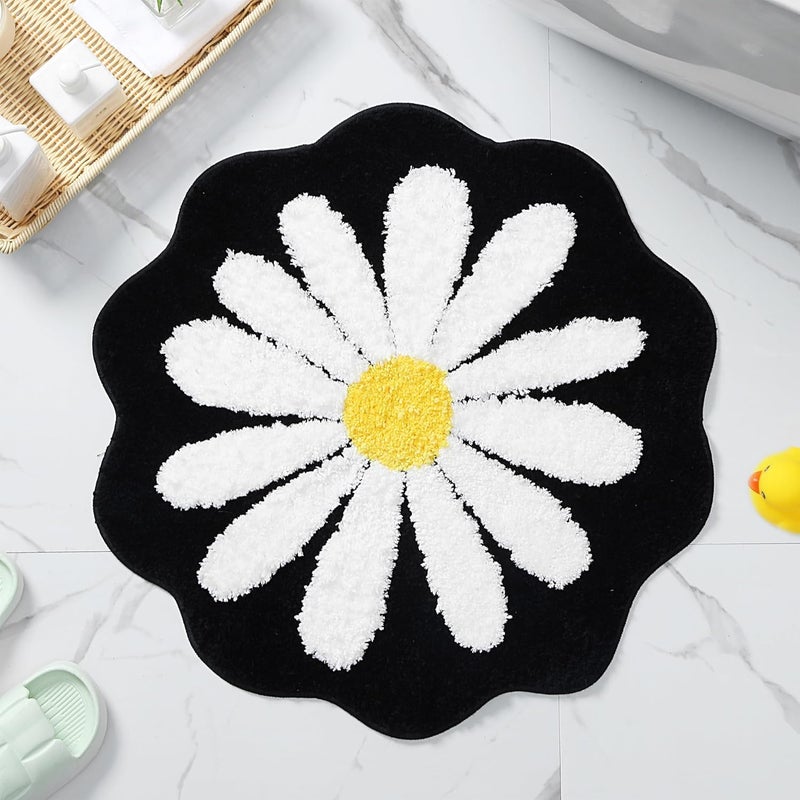 AAZEEM Mat Rugs Non-Slip Abstract Bath Rugs Cute Mat Washable for Tube|Rectangular Door Mat for Home |Drawingroom |Easy Clean Indoor and Outdoor Floor Mat |Dark Black | - Image 1